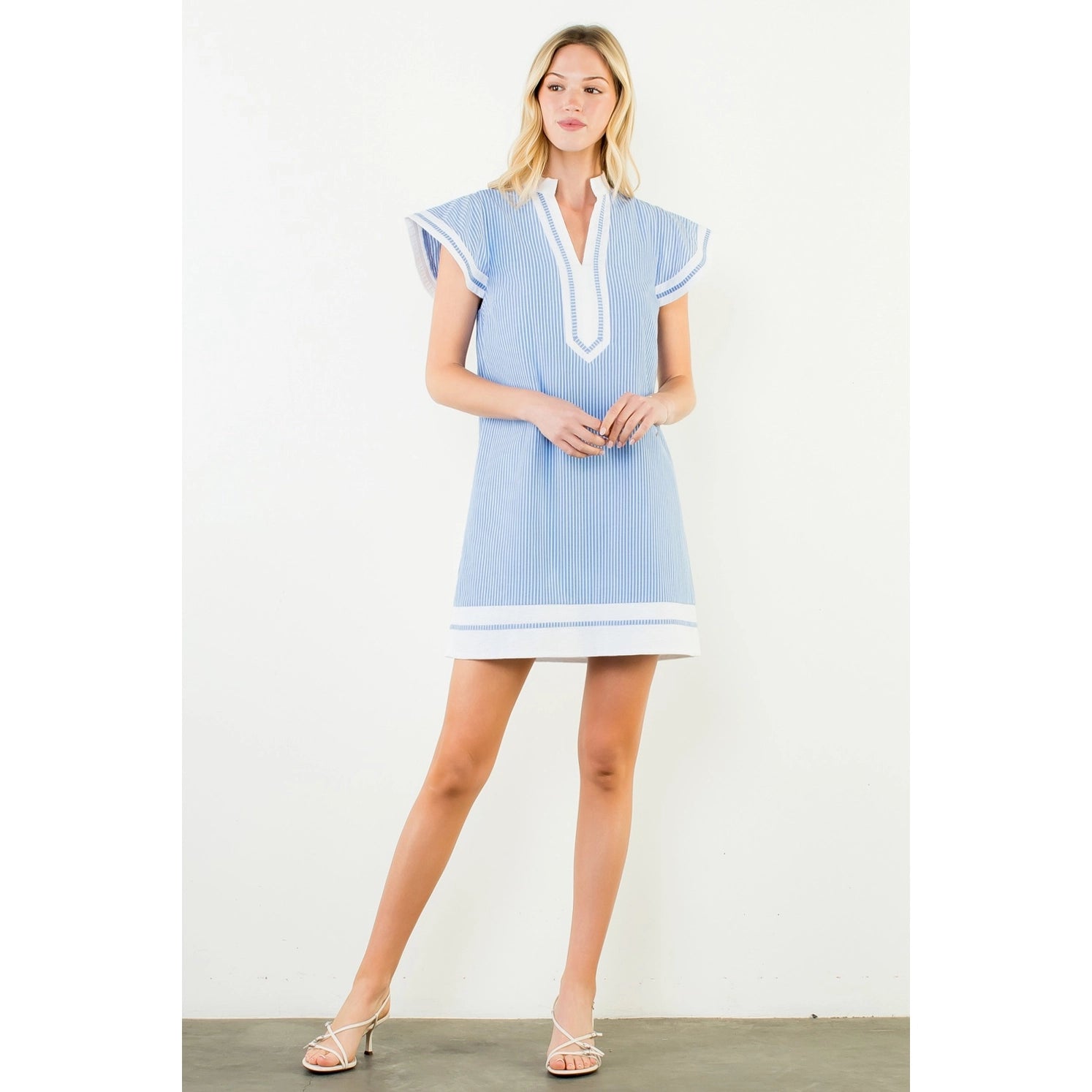 short flutter sleeve dress Tamelia Flutter Sleeve Mini Dress White