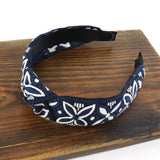 Embroidered Fabric Headband - Navy