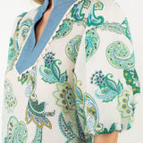 THML Puff Sleeve Print Top Green