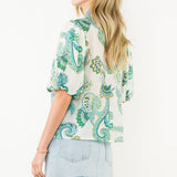THML Puff Sleeve Print Top Green