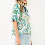 THML Puff Sleeve Print Top Green