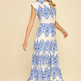 Geometric Print Tiered Maxi Dress 2-colors