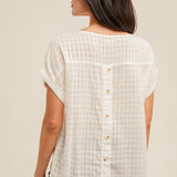 Multi Color Crochet Trim Off-White Top