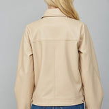 Sand Flap Pocket Faux Leather Jacket
