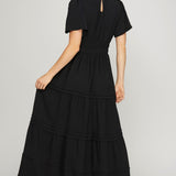Black Midi dress with Elastic waist