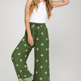 Wide Leg Border Print Pants - 2 colors