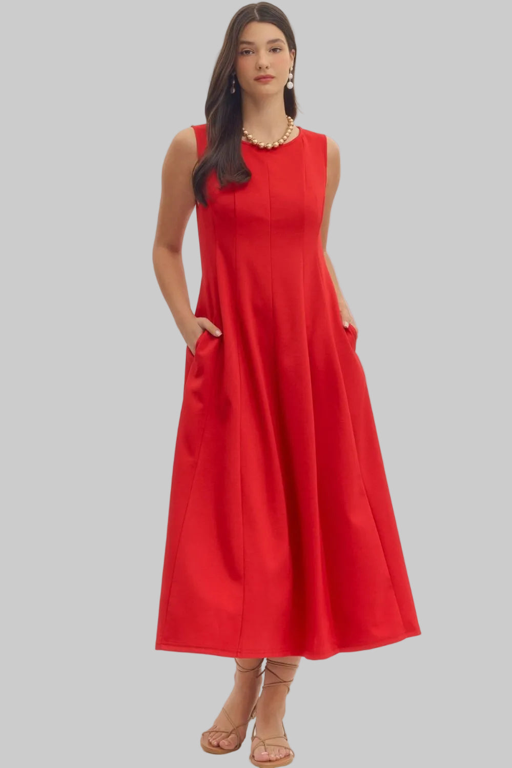 red dresses midi Solid Midi Dress