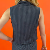 Navy Pinstripe Vest