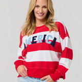 America Striped Sweatshirt Red and White