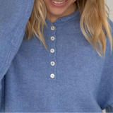 Henley Pullover Sweater - Dusty Blue