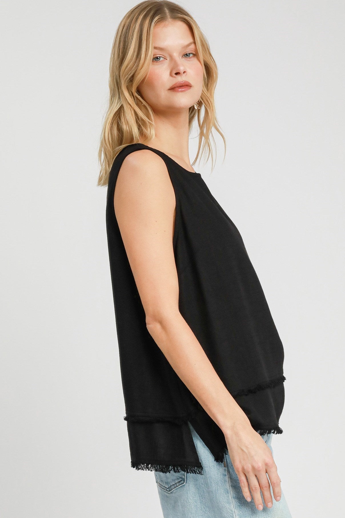 Black Sleeveless Woven Top