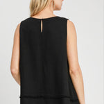 Black woven tank top back view