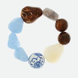 Blue & Brown Stretch Bead Bracelet