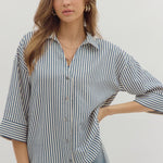 Blue stripe top with 3/4 sleeves