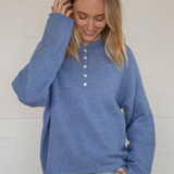Blue sweater with buttons