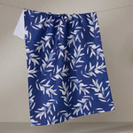 Blue with white leaf pattern kitchen towel