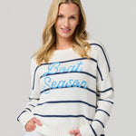 Boat Season Sweater - Cream with Navy Stripes
