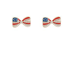Bow-shaped earrings with American flag design