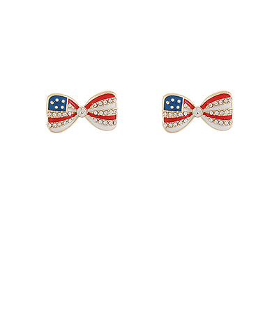 Bow-shaped earrings with American flag design
