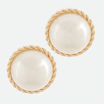 Flat Pearl earrings with gold braid trim