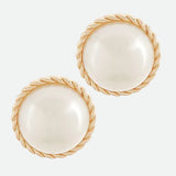Flat Pearl earrings with gold braid trim