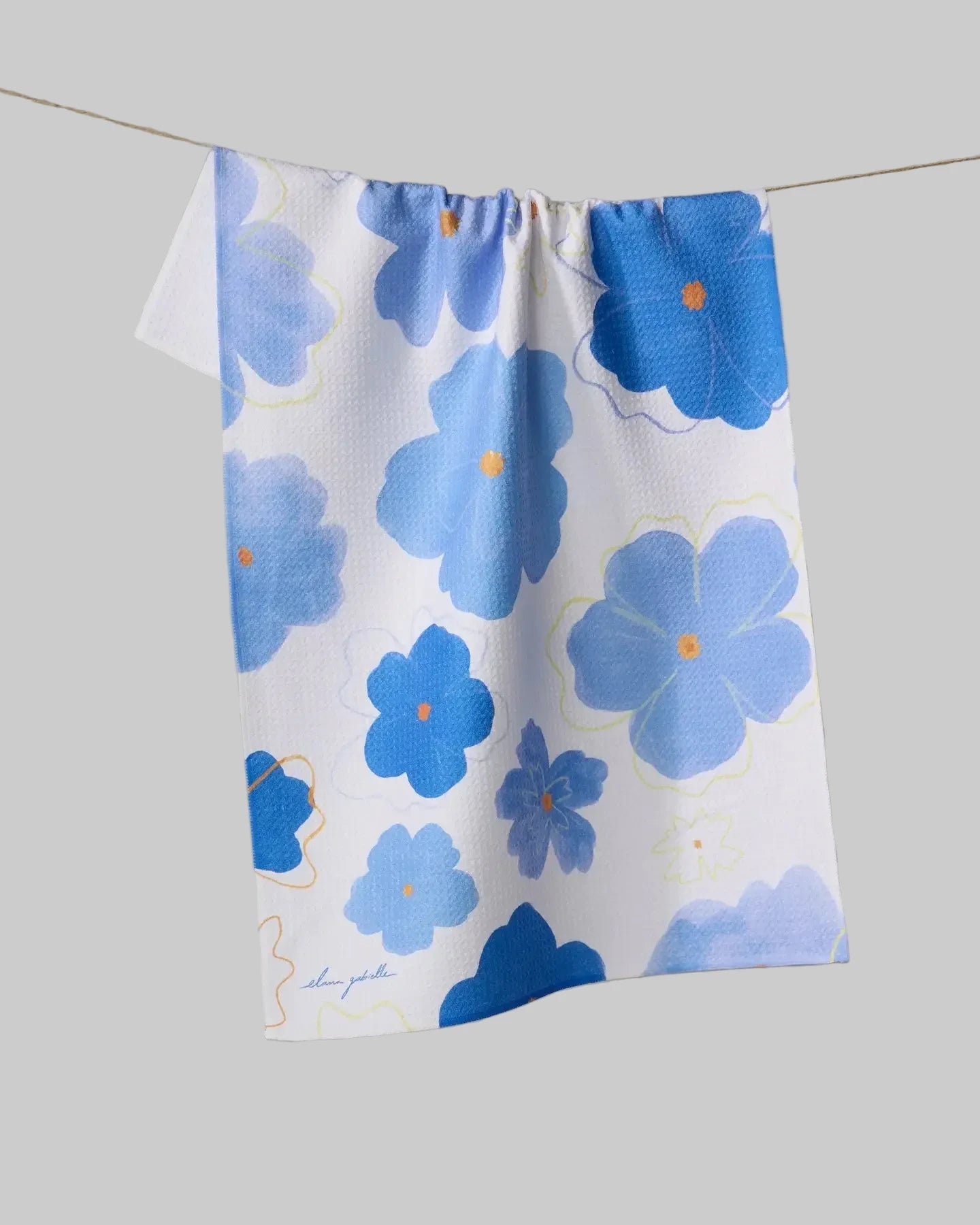Floral towel with blue flowers