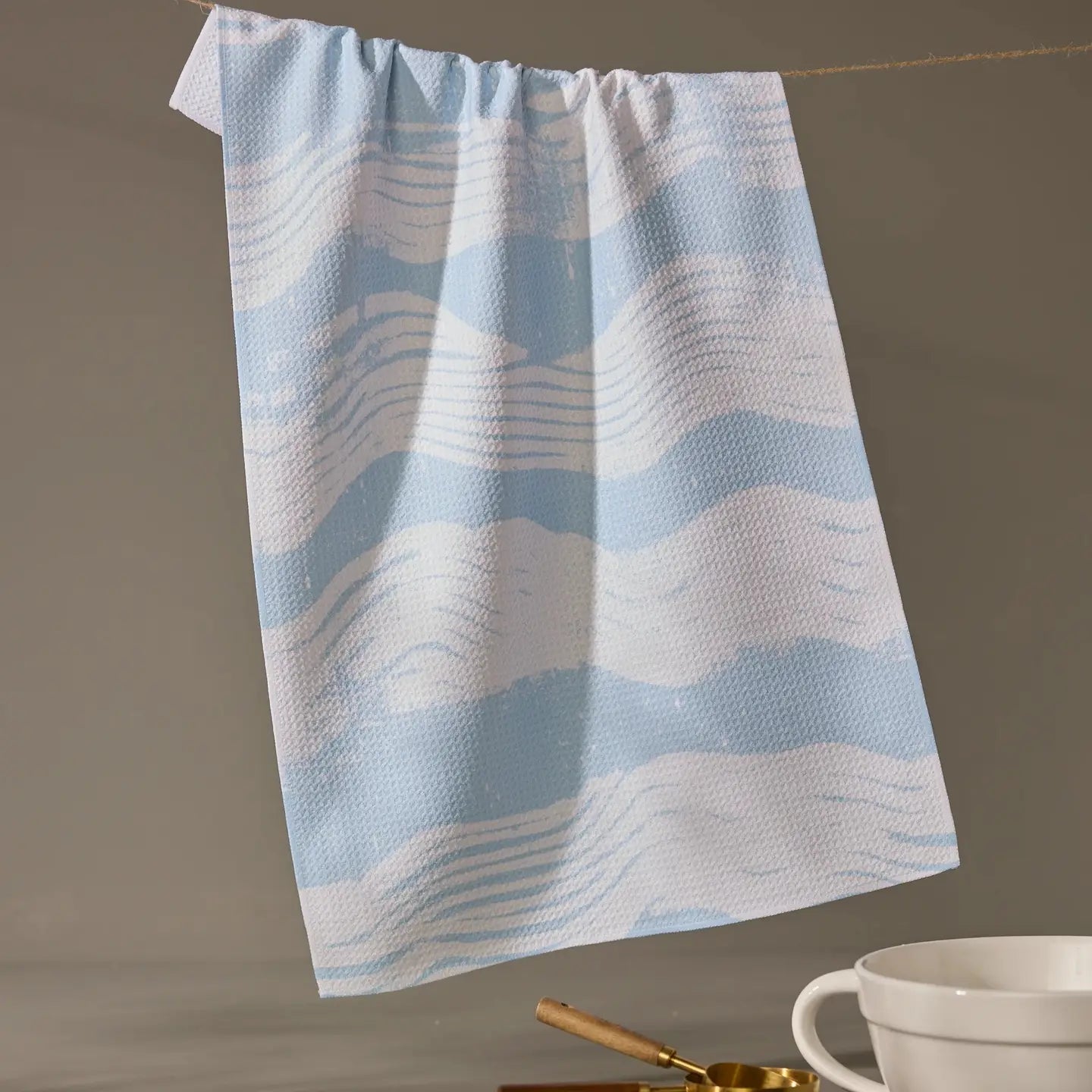 Geometry Brushline Lightblue Tea Towel