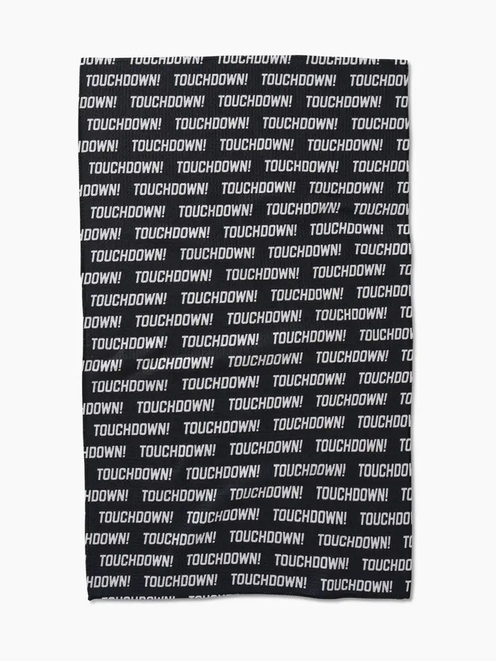Geometry black towel with White "touchdown!" wording