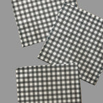 Three square black and white gingham check dishcloths