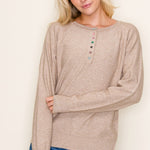 Long sleeve Henley sweater - Oatmeal