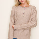 Long sleeve Henley sweater - Oatmeal