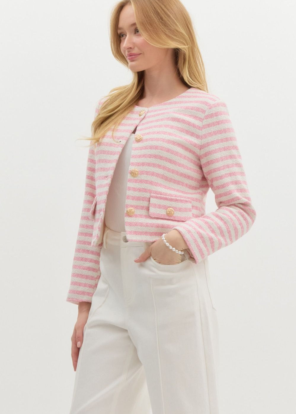 Pink Button Front Jacket