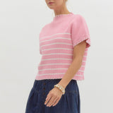 S/S Stripe Sweater Pink