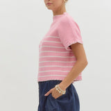 S/S Stripe Sweater Pink