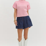 S/S Stripe Sweater Pink