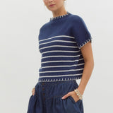 S/S Stripe Sweater Navy