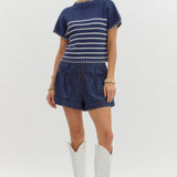 S/S Stripe Sweater Navy