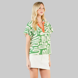 THML Green Abstract Print Top