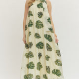 Palm Print Maxi Dress - Cream
