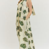 Palm Print Maxi Dress - Cream