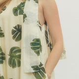 Palm Print Maxi Dress - Cream