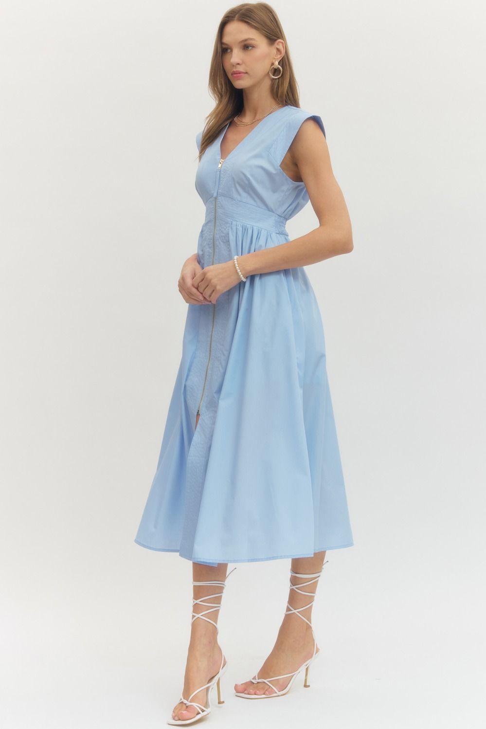 blue zip front dress Call Me Later Woven Zip Up Dress French Navy / 2X