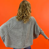 Cable Knit Mock Neck Poncho