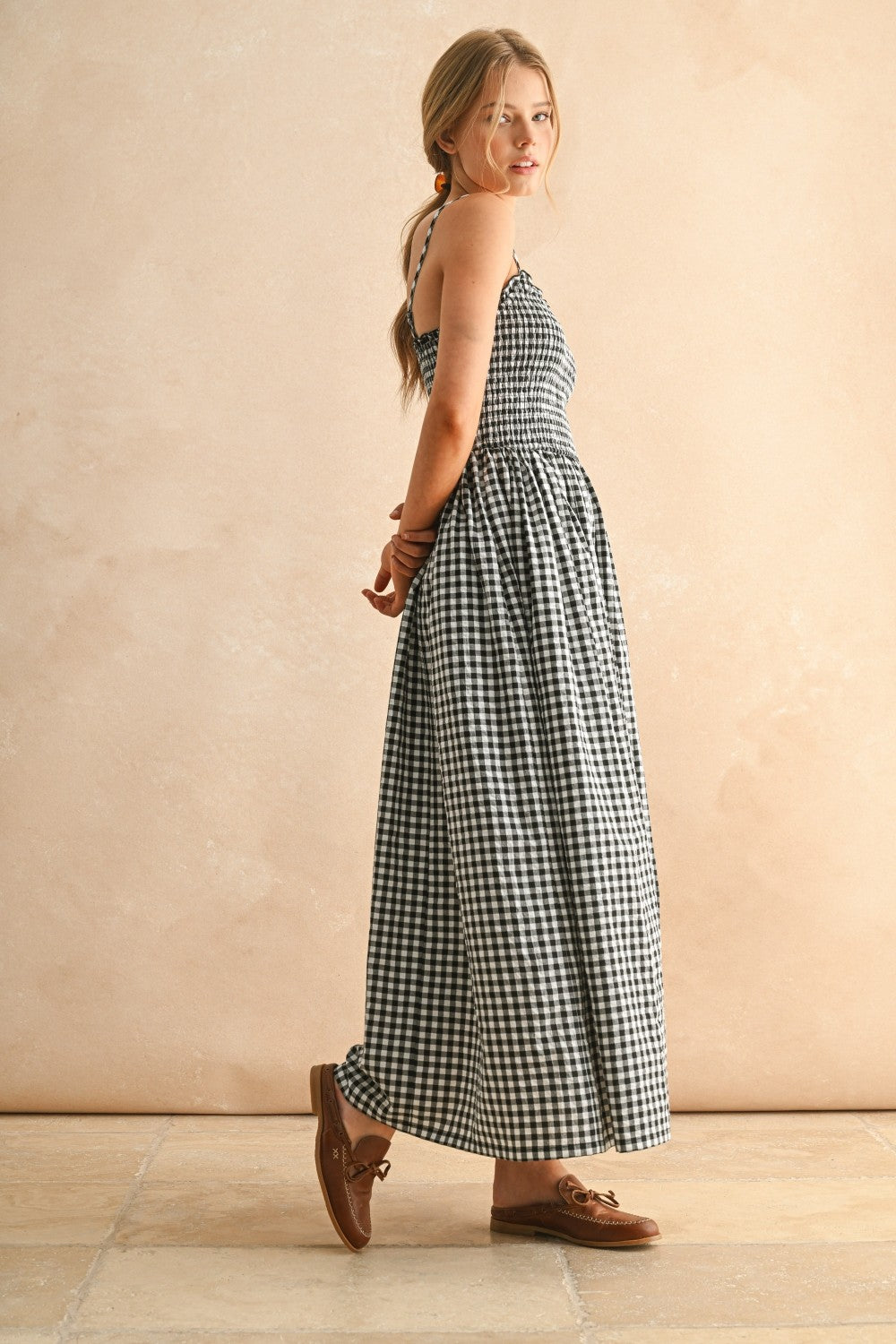Gingham Print Midi Dress