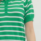 Striped Polo Sweater - Green