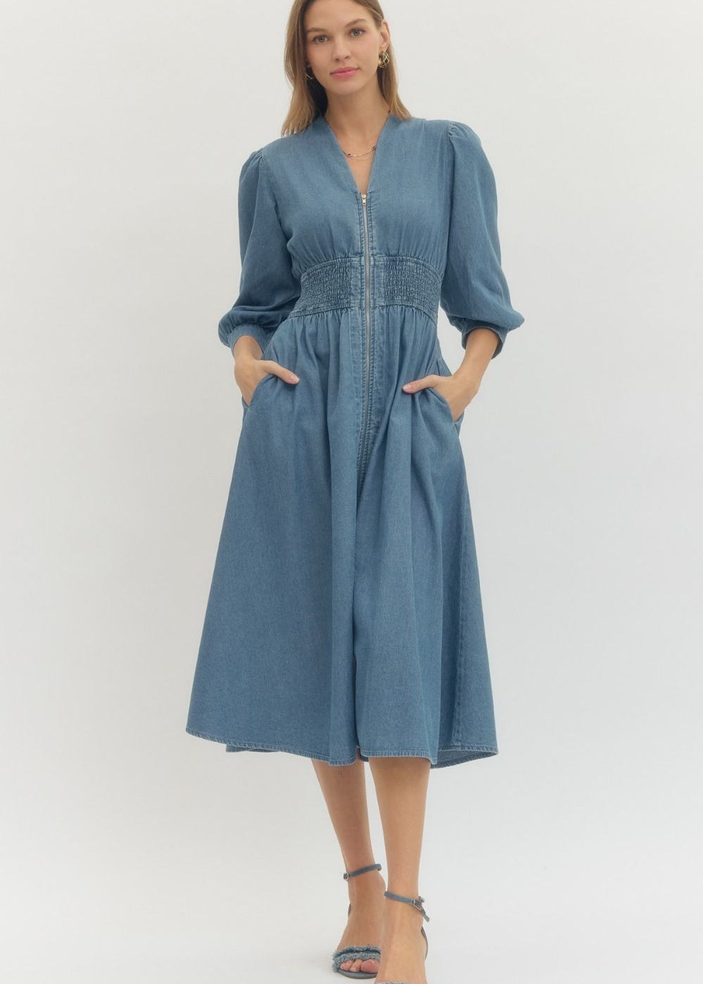 THML Denim Zip Dress – tangerine cards & gifts