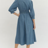 Denim Zip Dress with Elastic Waist