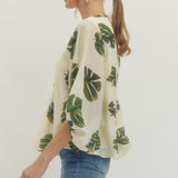 Palm Print V- Neck Top