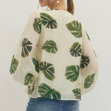 Palm Print V- Neck Top