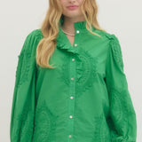Green Top with Tonal Embroidery